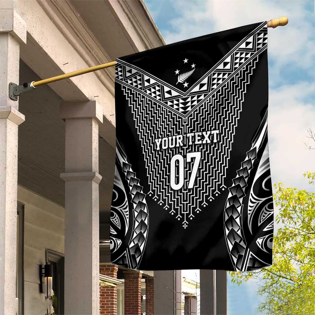 2025 Rugby Championship New Zealand Custom Garden Flag Poutama Motifs LT7 House Flag Black - Polynesian Pride