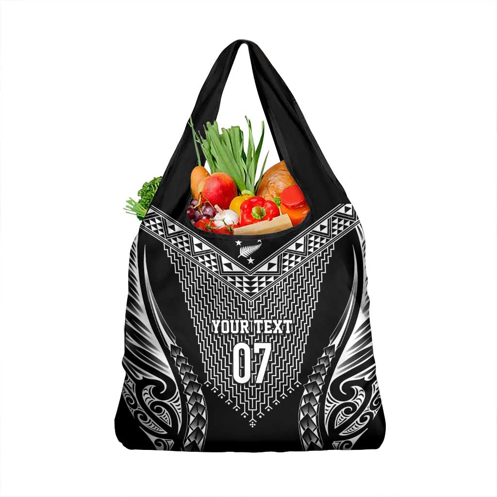 2025 Rugby Championship New Zealand Custom Grocery Bag Poutama Motifs LT7 1-pack One Size Black - Polynesian Pride