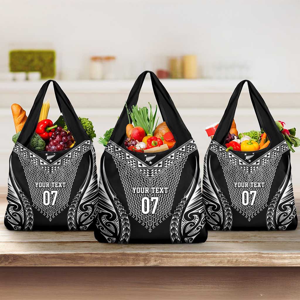 2025 Rugby Championship New Zealand Custom Grocery Bag Poutama Motifs LT7 3-pack One Size Black - Polynesian Pride