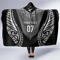 2025 Rugby Championship New Zealand Custom Hooded Blanket Poutama Motifs LT7 One Size Black - Polynesian Pride