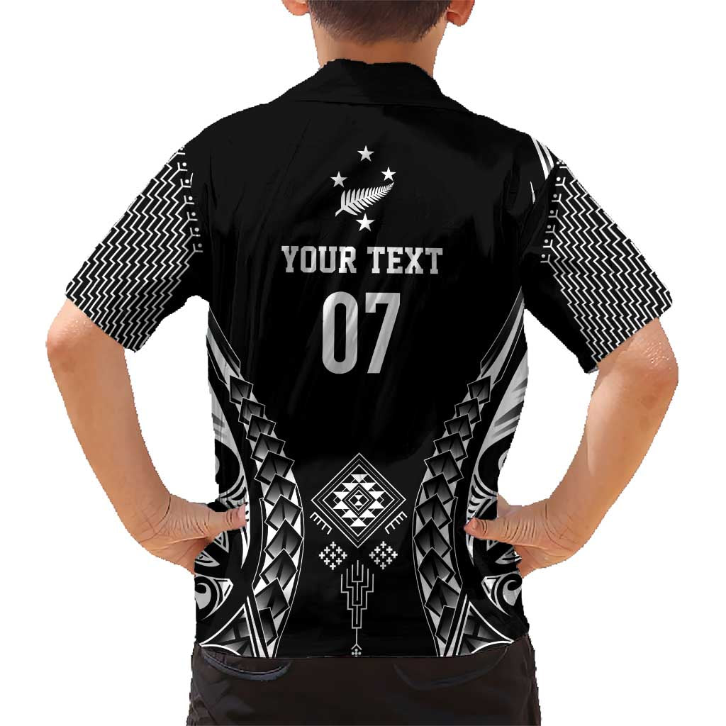 2025 Rugby Championship New Zealand Custom Kid Hawaiian Shirt Poutama Motifs - Polynesian Pride