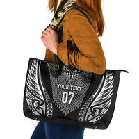 2025 Rugby Championship New Zealand Custom Leather Tote Bag Poutama Motifs LT7 Black - Polynesian Pride