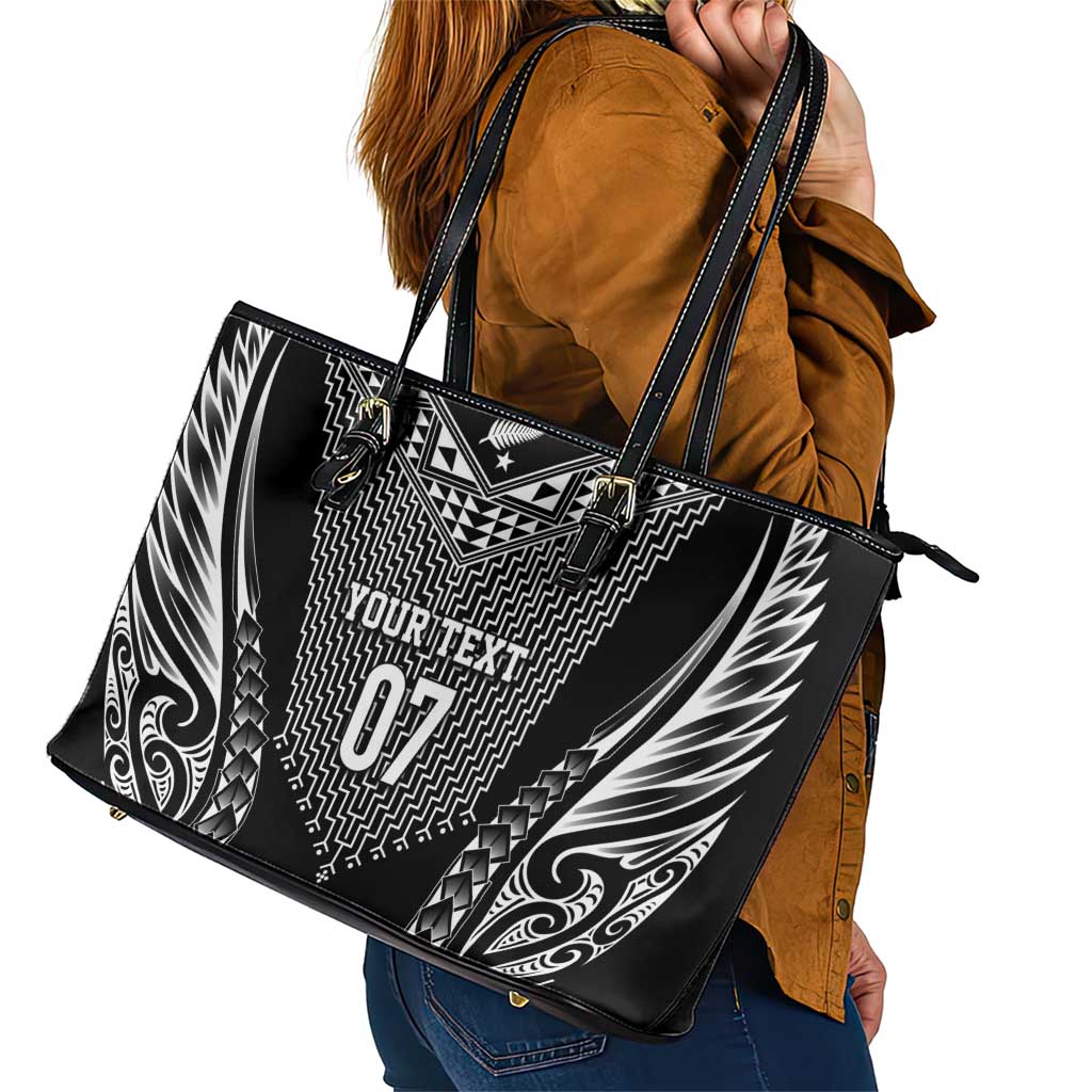 2025 Rugby Championship New Zealand Custom Leather Tote Bag Poutama Motifs LT7 - Polynesian Pride