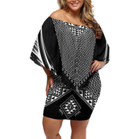 2025 Rugby Championship New Zealand Custom Off Shoulder Short Dress Poutama Motifs - Polynesian Pride