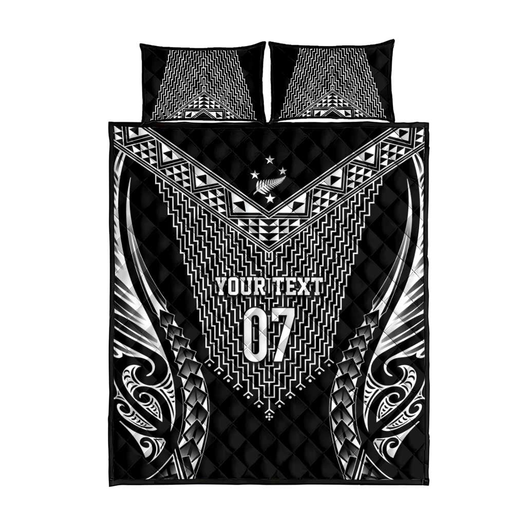 2025 Rugby Championship New Zealand Custom Quilt Bed Set Poutama Motifs - Polynesian Pride