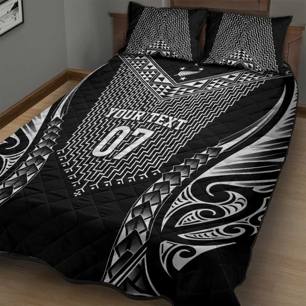 2025 Rugby Championship New Zealand Custom Quilt Bed Set Poutama Motifs - Polynesian Pride