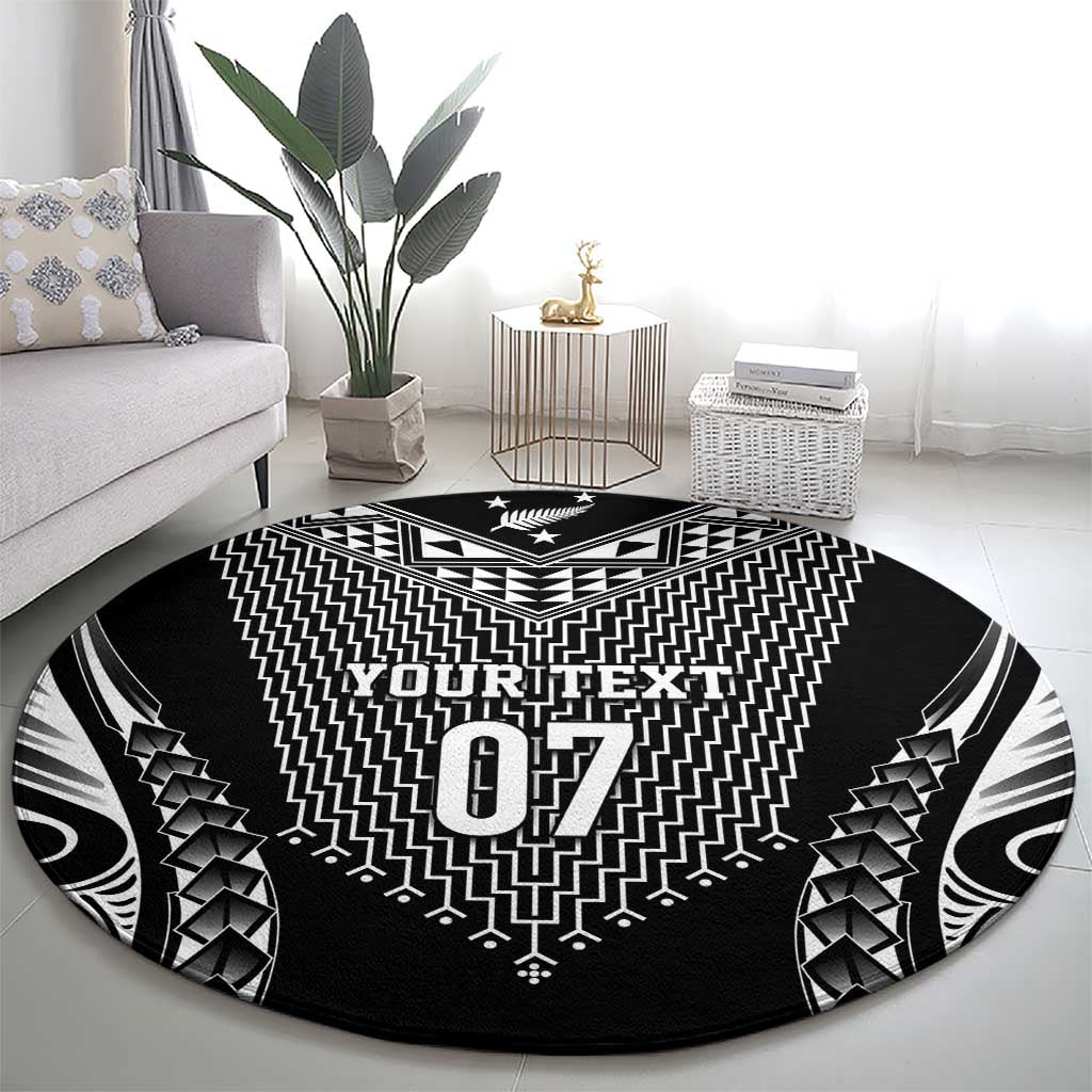 2025 Rugby Championship New Zealand Custom Round Carpet Poutama Motifs - Polynesian Pride