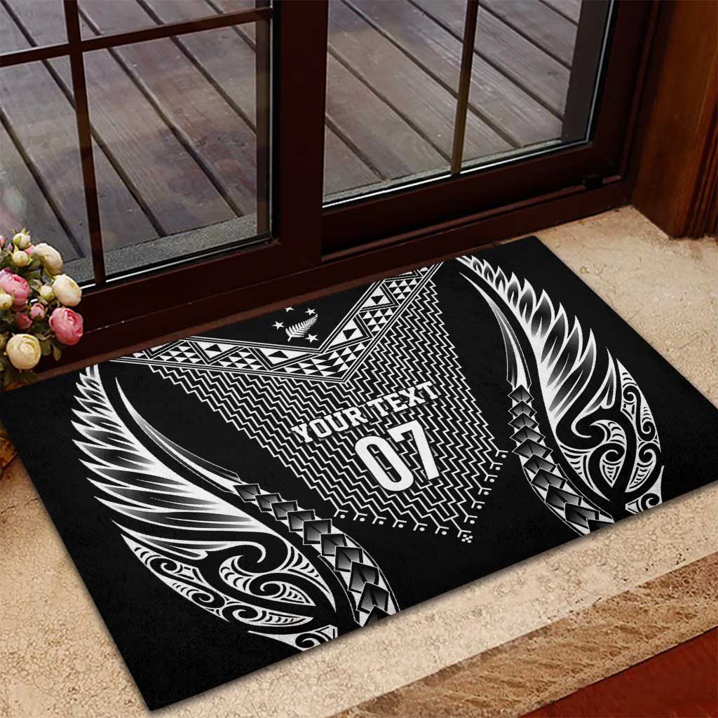 2025 Rugby Championship New Zealand Custom Rubber Doormat Poutama Motifs - Polynesian Pride