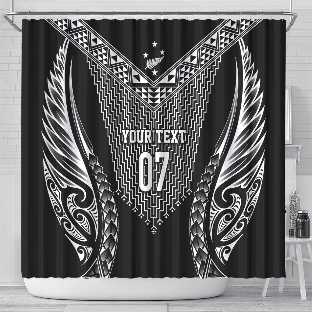 2025 Rugby Championship New Zealand Custom Shower Curtain Poutama Motifs LT7 - Polynesian Pride