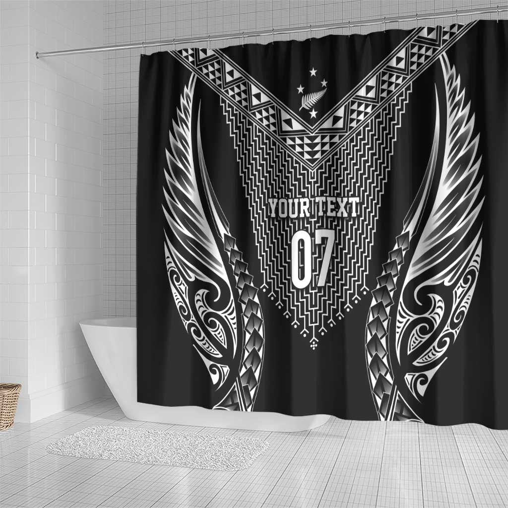 2025 Rugby Championship New Zealand Custom Shower Curtain Poutama Motifs LT7 - Polynesian Pride