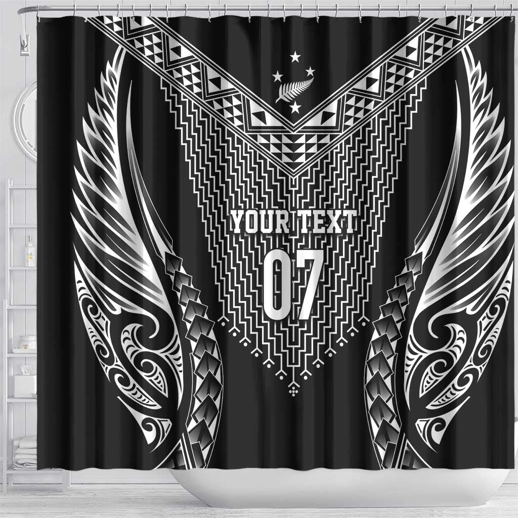 2025 Rugby Championship New Zealand Custom Shower Curtain Poutama Motifs LT7 - Polynesian Pride