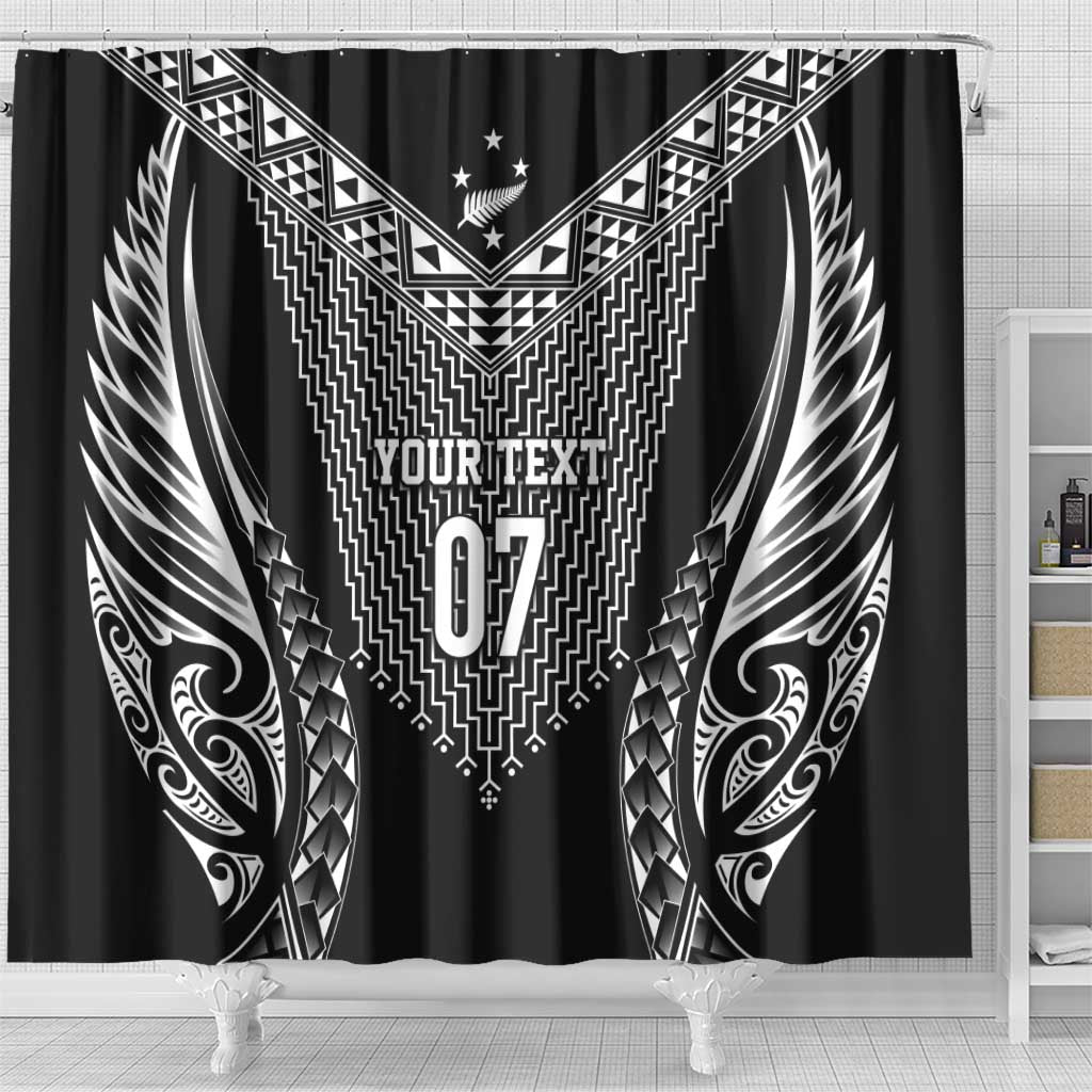 2025 Rugby Championship New Zealand Custom Shower Curtain Poutama Motifs LT7 - Polynesian Pride