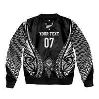 2025 Rugby Championship New Zealand Custom Sleeve Zip Bomber Jacket Poutama Motifs - Polynesian Pride