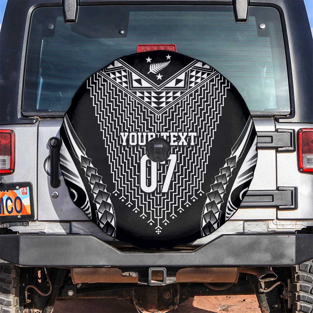2025 Rugby Championship New Zealand Custom Spare Tire Cover Poutama Motifs LT7 Black - Polynesian Pride