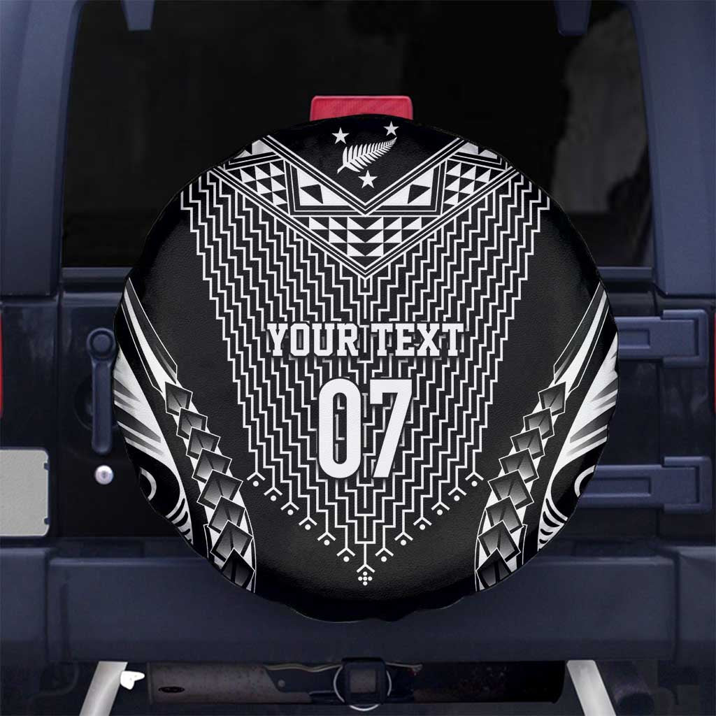 2025 Rugby Championship New Zealand Custom Spare Tire Cover Poutama Motifs LT7 No hole Black - Polynesian Pride