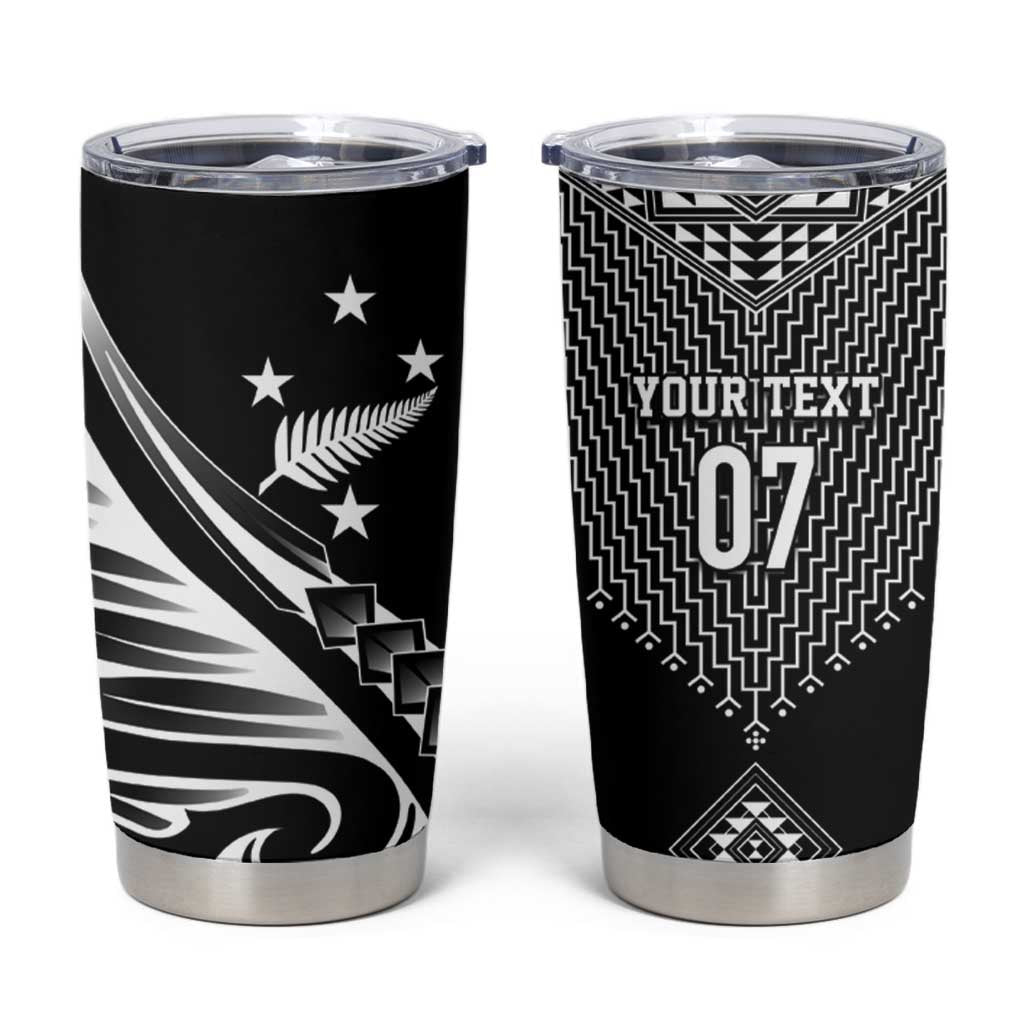 2025 Rugby Championship New Zealand Custom Tumbler Cup Poutama Motifs LT7 Black - Polynesian Pride