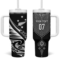 2025 Rugby Championship New Zealand Custom Tumbler With Handle Poutama Motifs LT7 One Size: 40 oz Black - Polynesian Pride