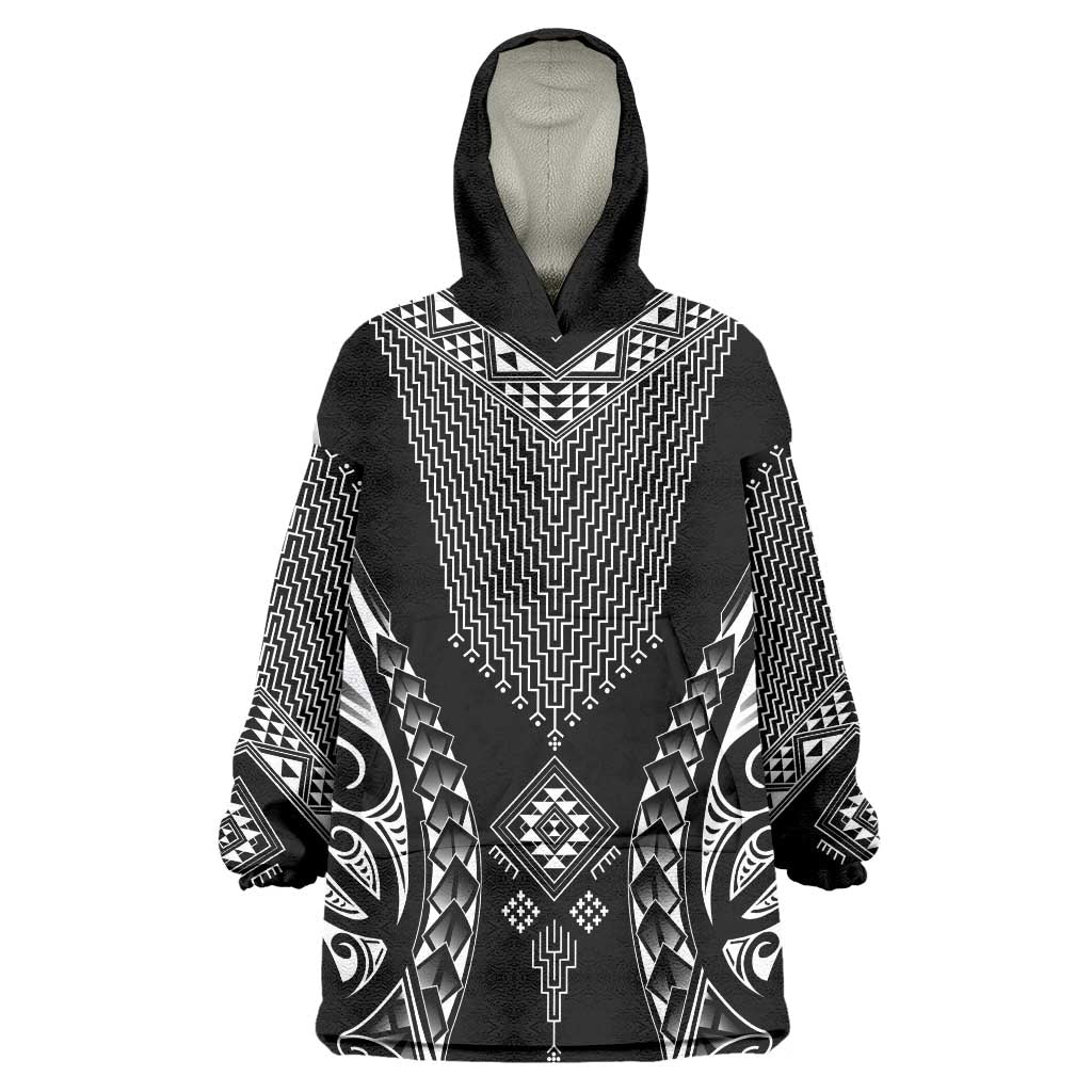 2025 Rugby Championship New Zealand Custom Wearable Blanket Hoodie Poutama Motifs LT7 One Size Black - Polynesian Pride