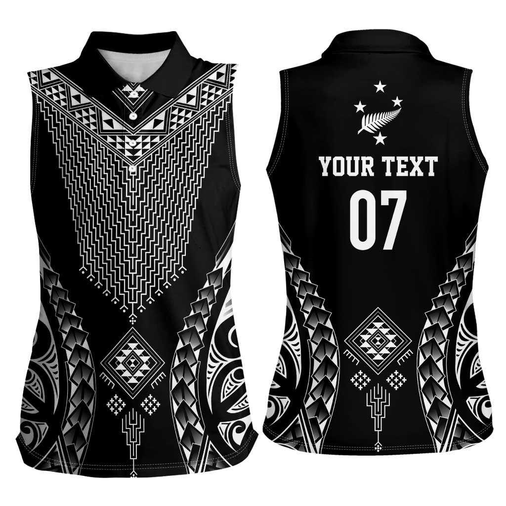 2025 Rugby Championship New Zealand Custom Women Sleeveless Polo Shirt Poutama Motifs LT7 - Polynesian Pride