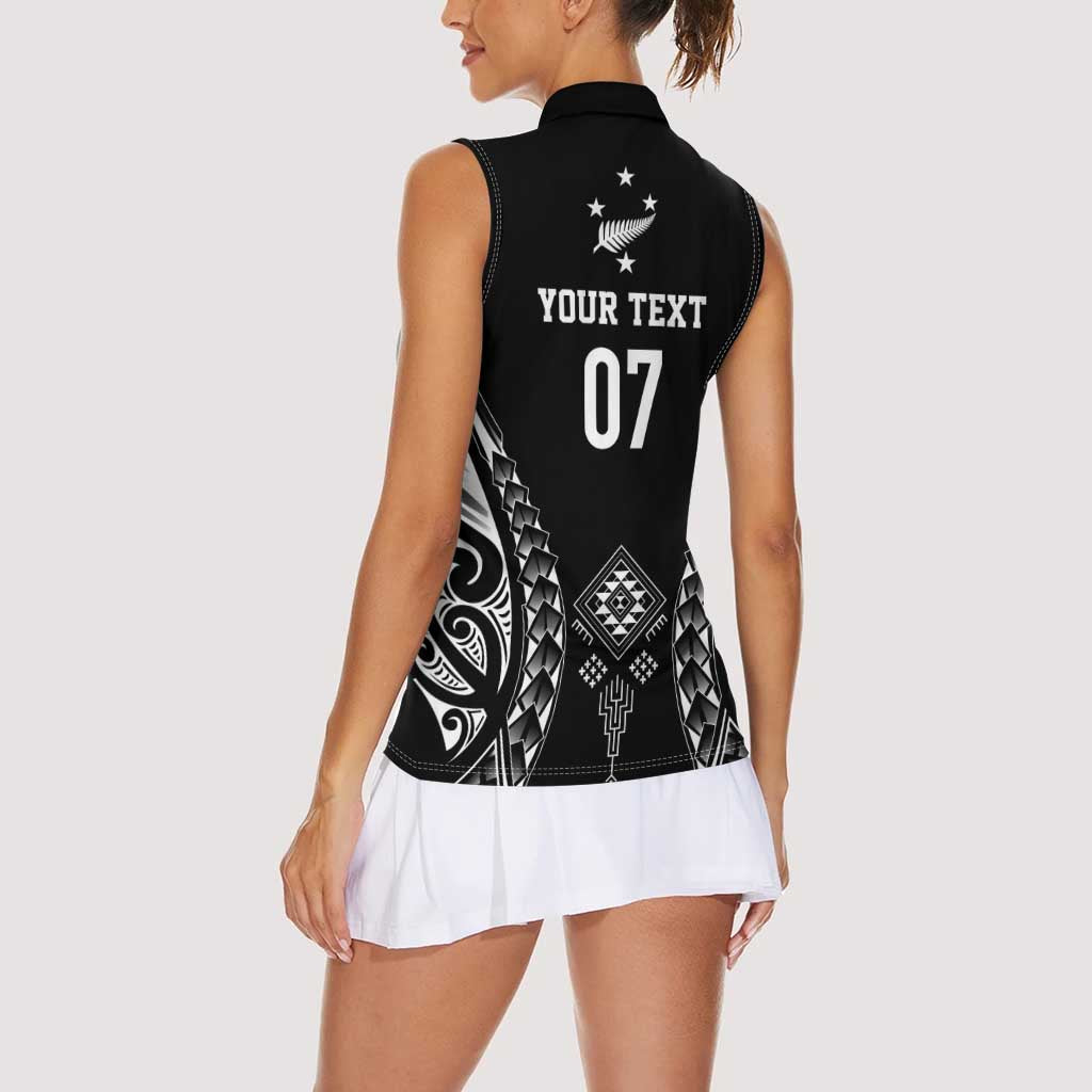 2025 Rugby Championship New Zealand Custom Women Sleeveless Polo Shirt Poutama Motifs LT7 - Polynesian Pride
