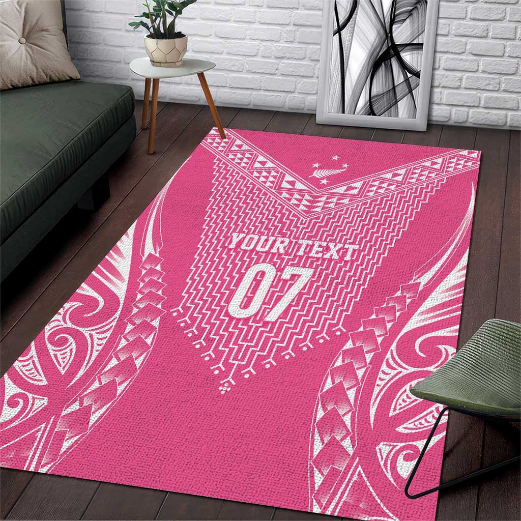 2025 Rugby Championship New Zealand Custom Area Rug Poutama Motifs - Pink Out - Polynesian Pride