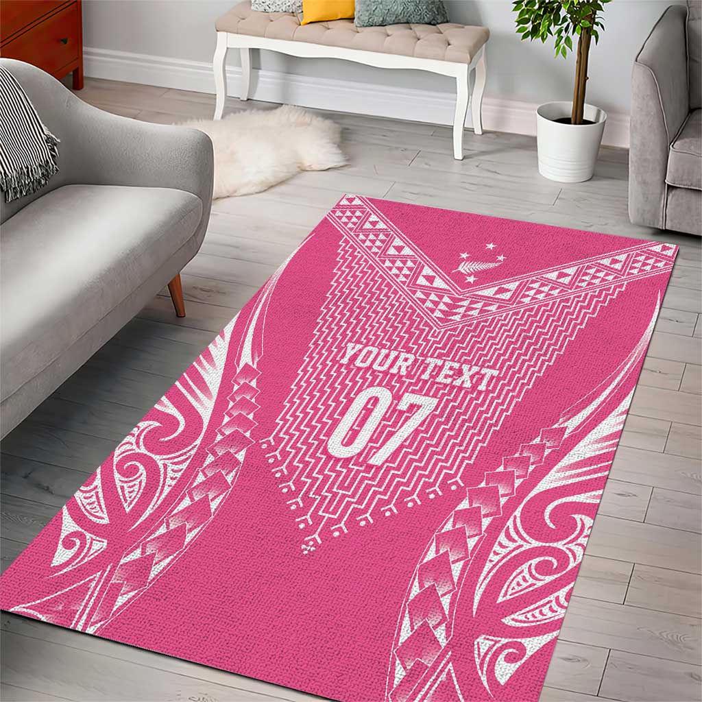 2025 Rugby Championship New Zealand Custom Area Rug Poutama Motifs - Pink Out - Polynesian Pride