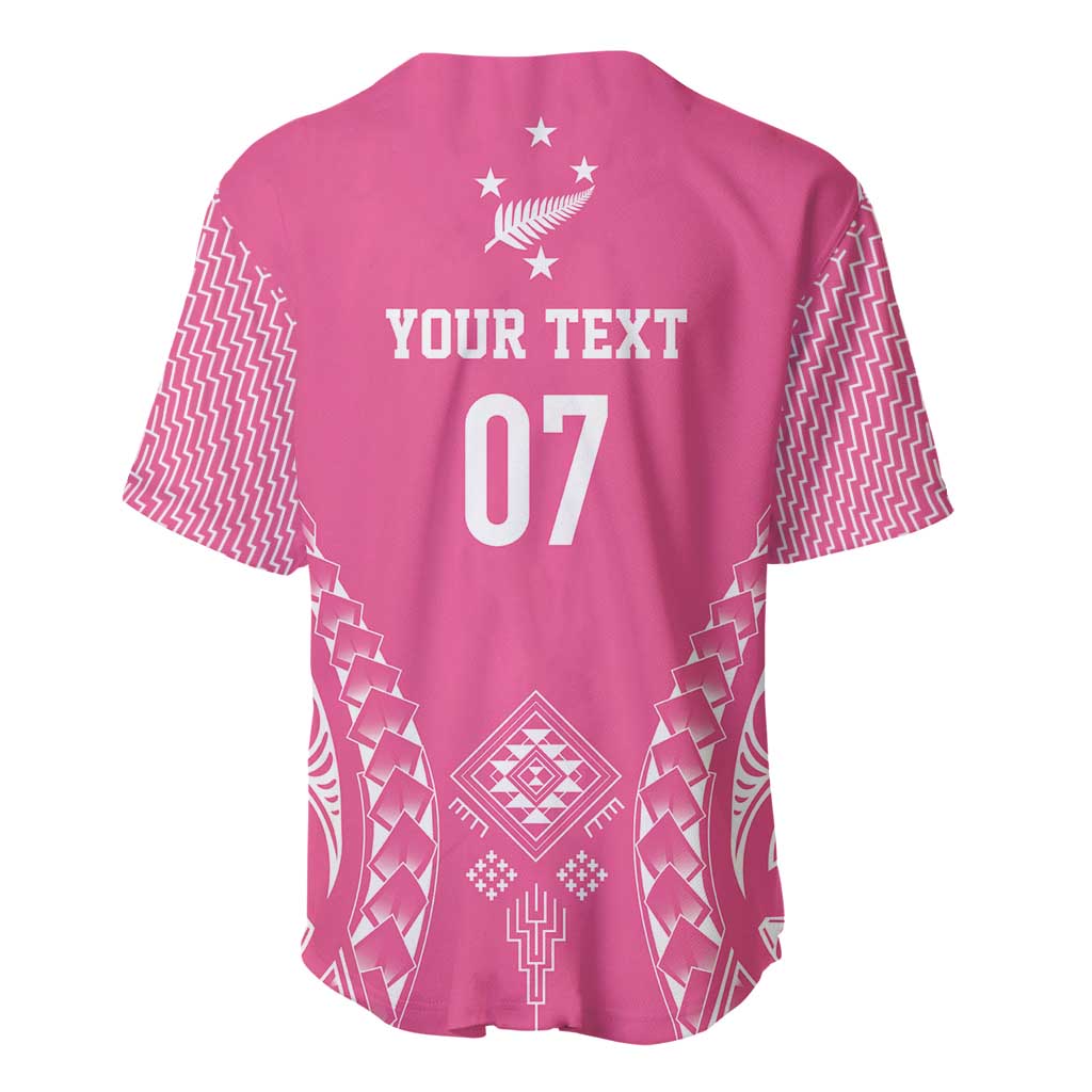 2025 Rugby Championship New Zealand Custom Baseball Jersey Poutama Motifs - Pink Out - Polynesian Pride