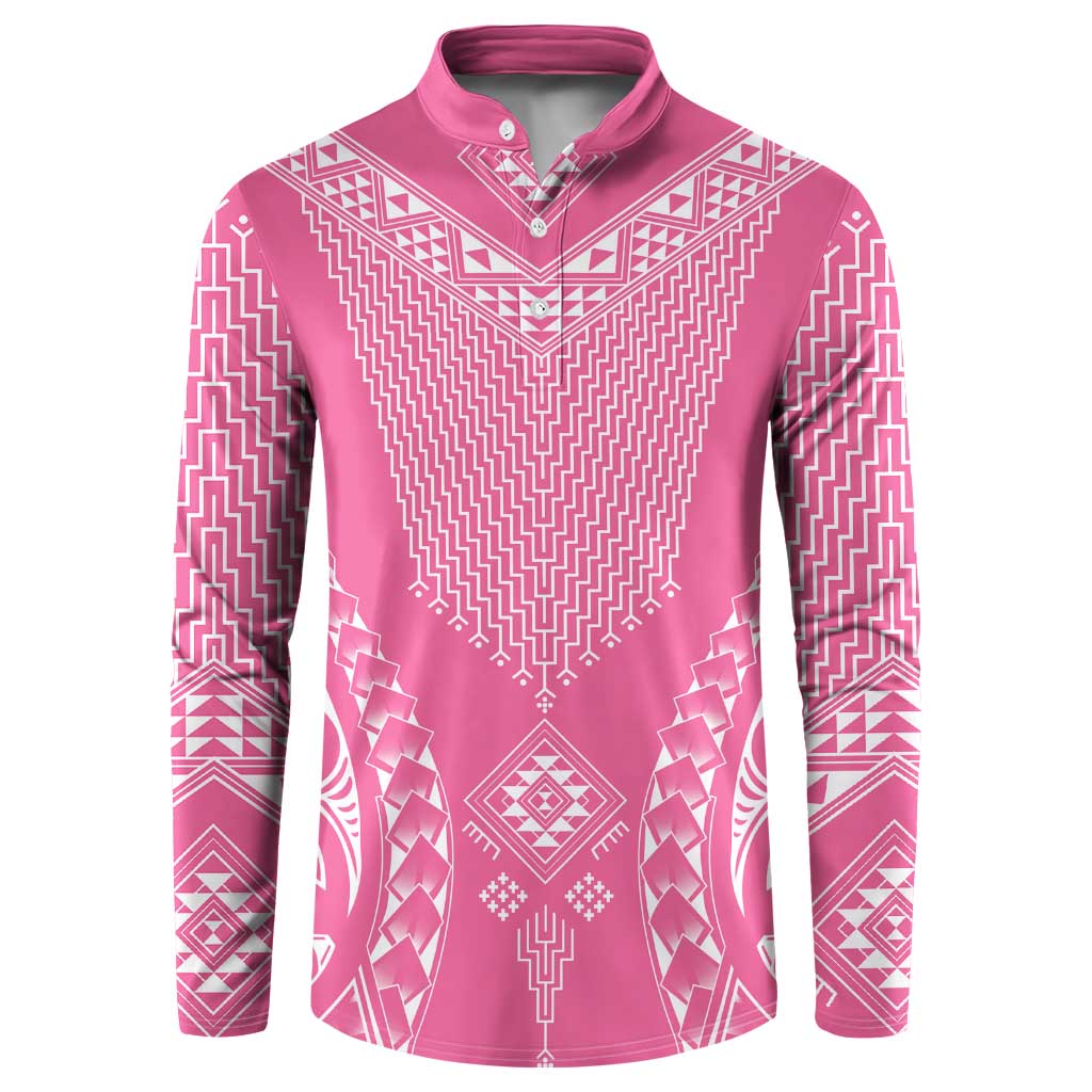 2025 Rugby Championship New Zealand Custom Button Sweatshirt Poutama Motifs - Pink Out - Polynesian Pride
