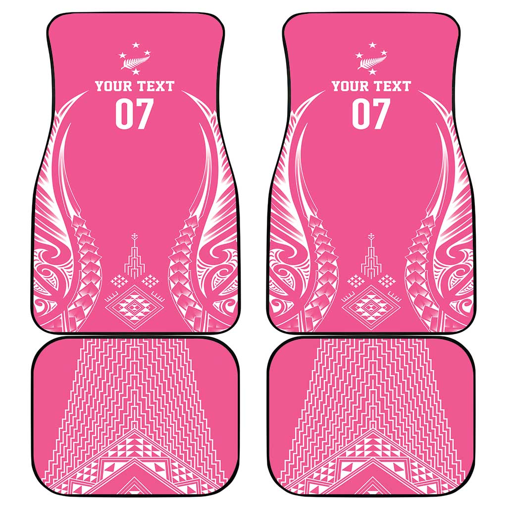 2025 Rugby Championship New Zealand Custom Car Mats Poutama Motifs - Pink Out - Polynesian Pride