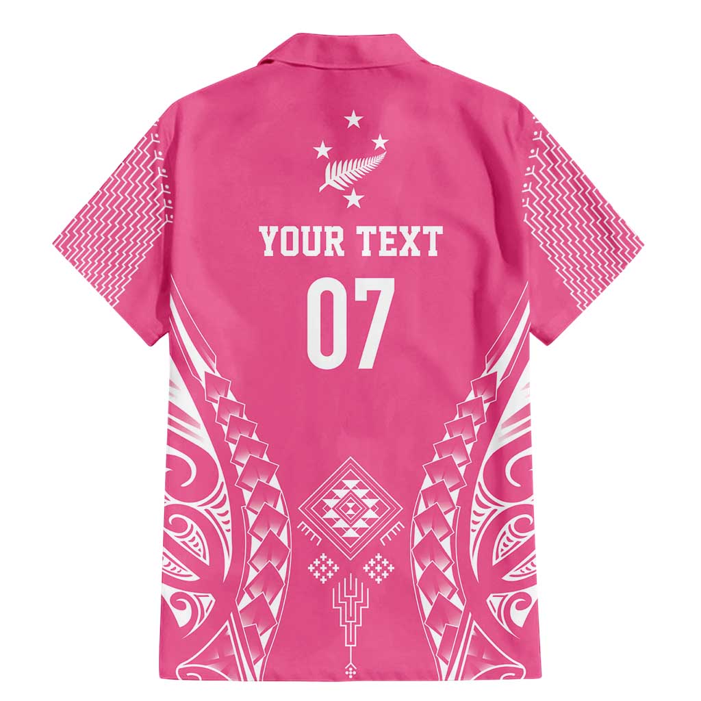 2025 Rugby Championship New Zealand Custom Family Matching Mermaid Dress and Hawaiian Shirt Poutama Motifs - Pink Out - Polynesian Pride