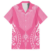 2025 Rugby Championship New Zealand Custom Family Matching Short Sleeve Bodycon Dress and Hawaiian Shirt Poutama Motifs - Pink Out - Polynesian Pride