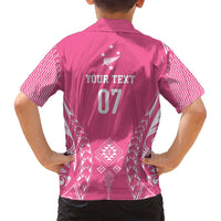 2025 Rugby Championship New Zealand Custom Family Matching Summer Maxi Dress and Hawaiian Shirt Poutama Motifs - Pink Out LT7 - Polynesian Pride