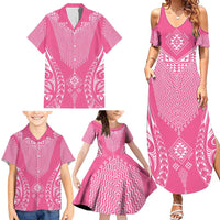 2025 Rugby Championship New Zealand Custom Family Matching Summer Maxi Dress and Hawaiian Shirt Poutama Motifs - Pink Out LT7 - Polynesian Pride