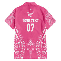 2025 Rugby Championship New Zealand Custom Family Matching Summer Maxi Dress and Hawaiian Shirt Poutama Motifs - Pink Out LT7 - Polynesian Pride