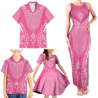 2025 Rugby Championship New Zealand Custom Family Matching Tank Maxi Dress and Hawaiian Shirt Poutama Motifs - Pink Out LT7 - Polynesian Pride