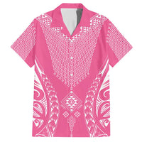 2025 Rugby Championship New Zealand Custom Family Matching Tank Maxi Dress and Hawaiian Shirt Poutama Motifs - Pink Out LT7 Dad's Shirt - Short Sleeve Pink - Polynesian Pride