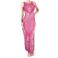 2025 Rugby Championship New Zealand Custom Family Matching Tank Maxi Dress and Hawaiian Shirt Poutama Motifs - Pink Out LT7 Mom's Dress Pink - Polynesian Pride