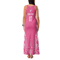 2025 Rugby Championship New Zealand Custom Family Matching Tank Maxi Dress and Hawaiian Shirt Poutama Motifs - Pink Out LT7 - Polynesian Pride