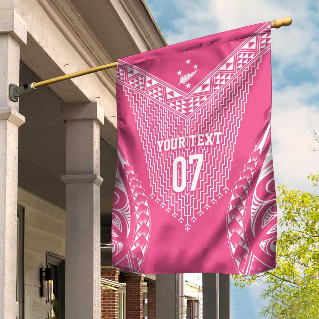 2025 Rugby Championship New Zealand Custom Garden Flag Poutama Motifs - Pink Out LT7 House Flag Pink - Polynesian Pride
