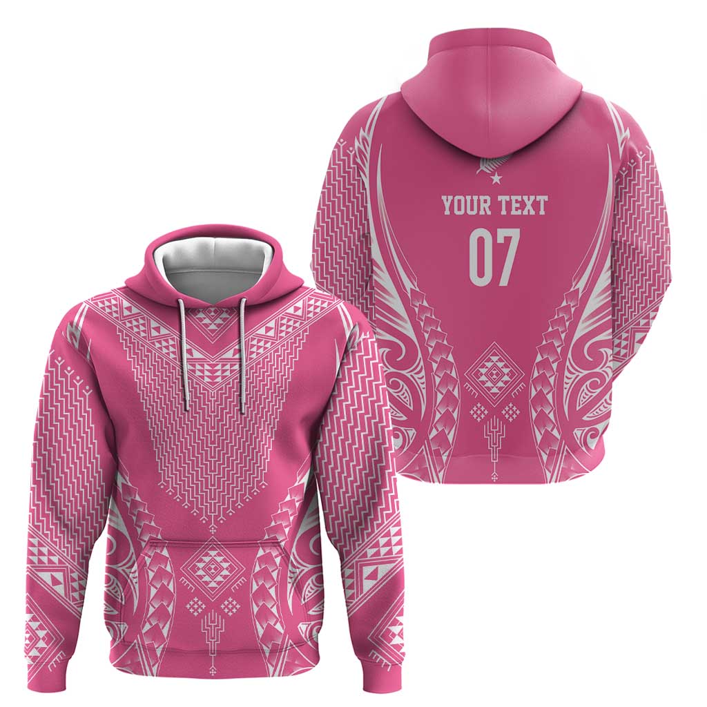 2025 Rugby Championship New Zealand Custom Hoodie Poutama Motifs - Pink Out LT7 - Polynesian Pride
