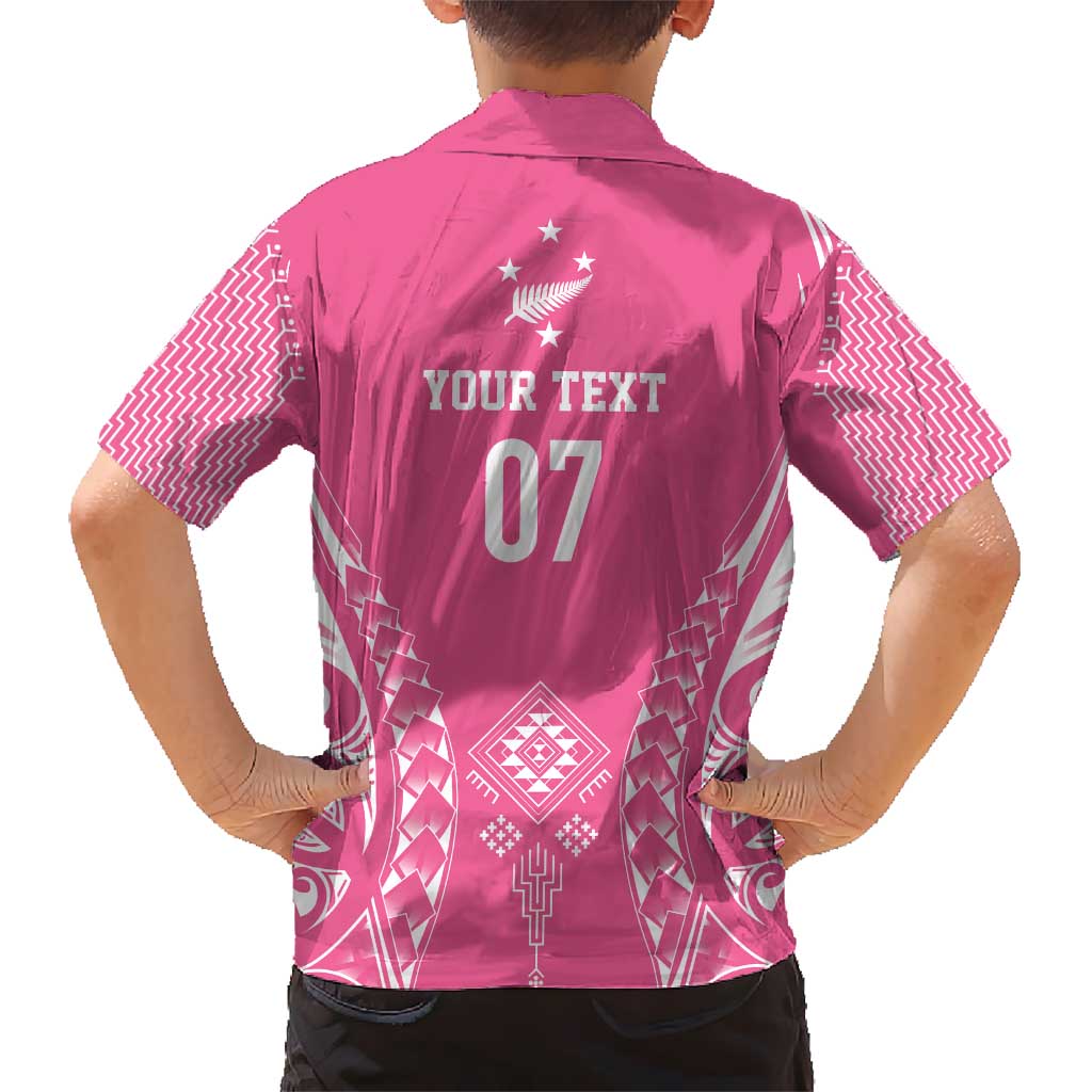 2025 Rugby Championship New Zealand Custom Kid Hawaiian Shirt Poutama Motifs - Pink Out LT7 - Polynesian Pride