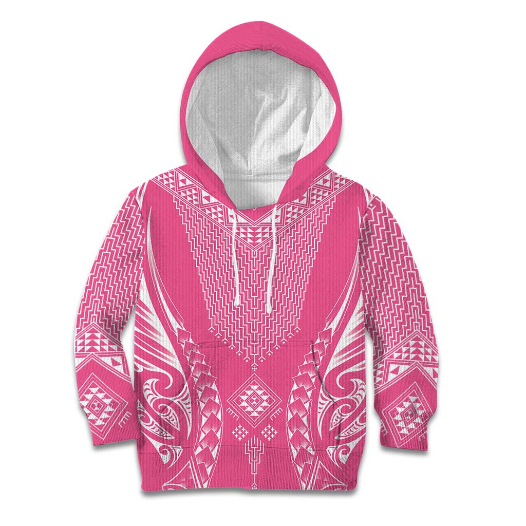 2025 Rugby Championship New Zealand Custom Kid Hoodie Poutama Motifs - Pink Out LT7 Hoodie Pink - Polynesian Pride