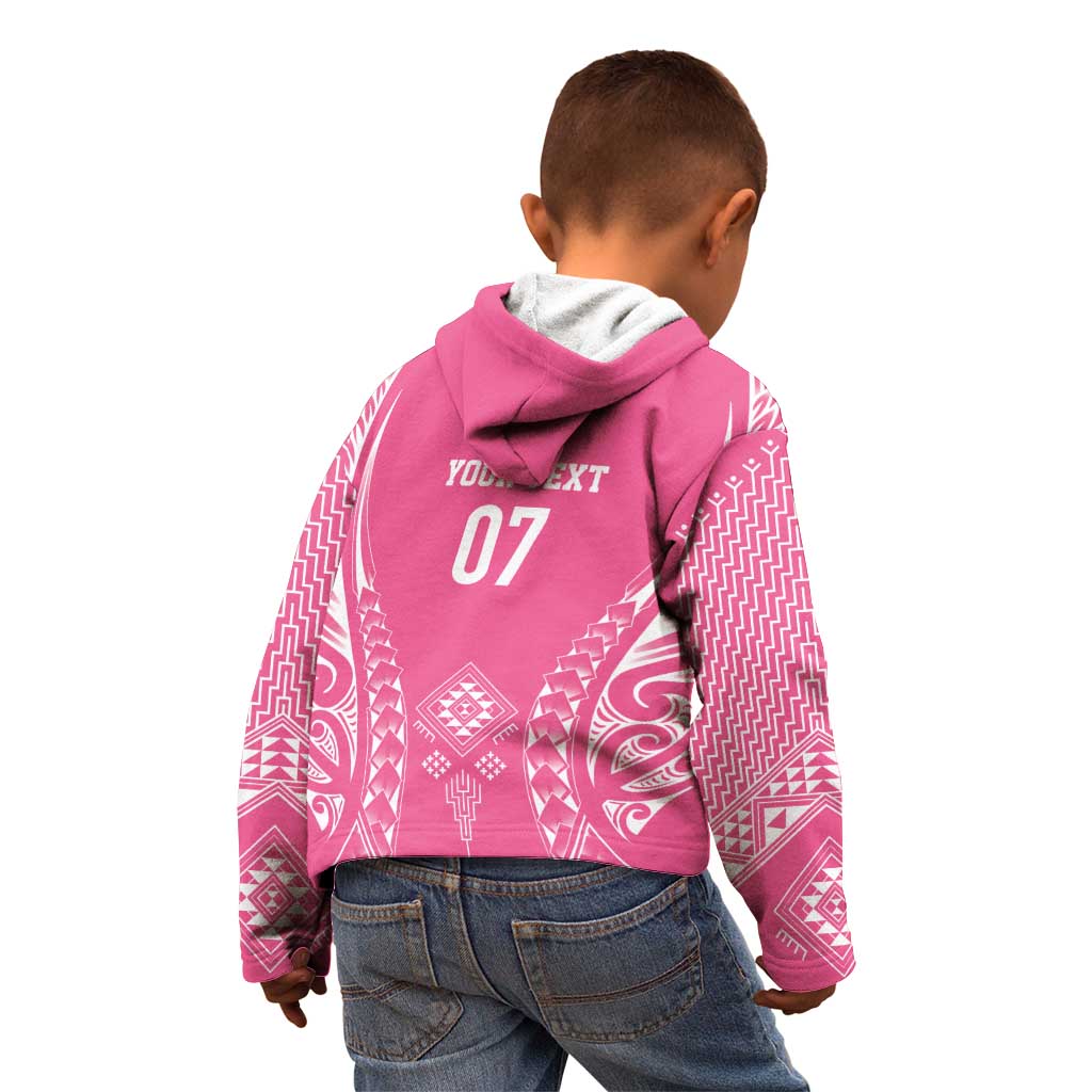 2025 Rugby Championship New Zealand Custom Kid Hoodie Poutama Motifs - Pink Out LT7 - Polynesian Pride