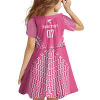 2025 Rugby Championship New Zealand Custom Kid Short Sleeve Dress Poutama Motifs - Pink Out LT7 - Polynesian Pride