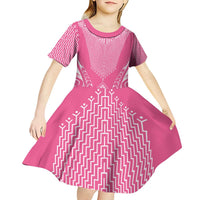 2025 Rugby Championship New Zealand Custom Kid Short Sleeve Dress Poutama Motifs - Pink Out LT7 - Polynesian Pride