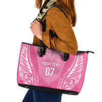 2025 Rugby Championship New Zealand Custom Leather Tote Bag Poutama Motifs - Pink Out LT7 Pink - Polynesian Pride