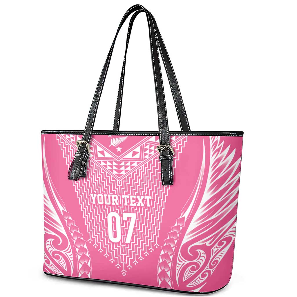 2025 Rugby Championship New Zealand Custom Leather Tote Bag Poutama Motifs - Pink Out LT7 - Polynesian Pride