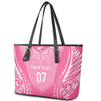 2025 Rugby Championship New Zealand Custom Leather Tote Bag Poutama Motifs - Pink Out LT7 - Polynesian Pride