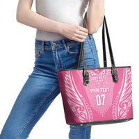 2025 Rugby Championship New Zealand Custom Leather Tote Bag Poutama Motifs - Pink Out LT7 - Polynesian Pride