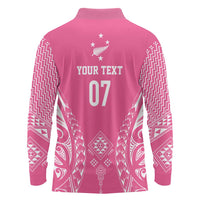 2025 Rugby Championship New Zealand Custom Long Sleeve Polo Shirt Poutama Motifs - Pink Out LT7 - Polynesian Pride